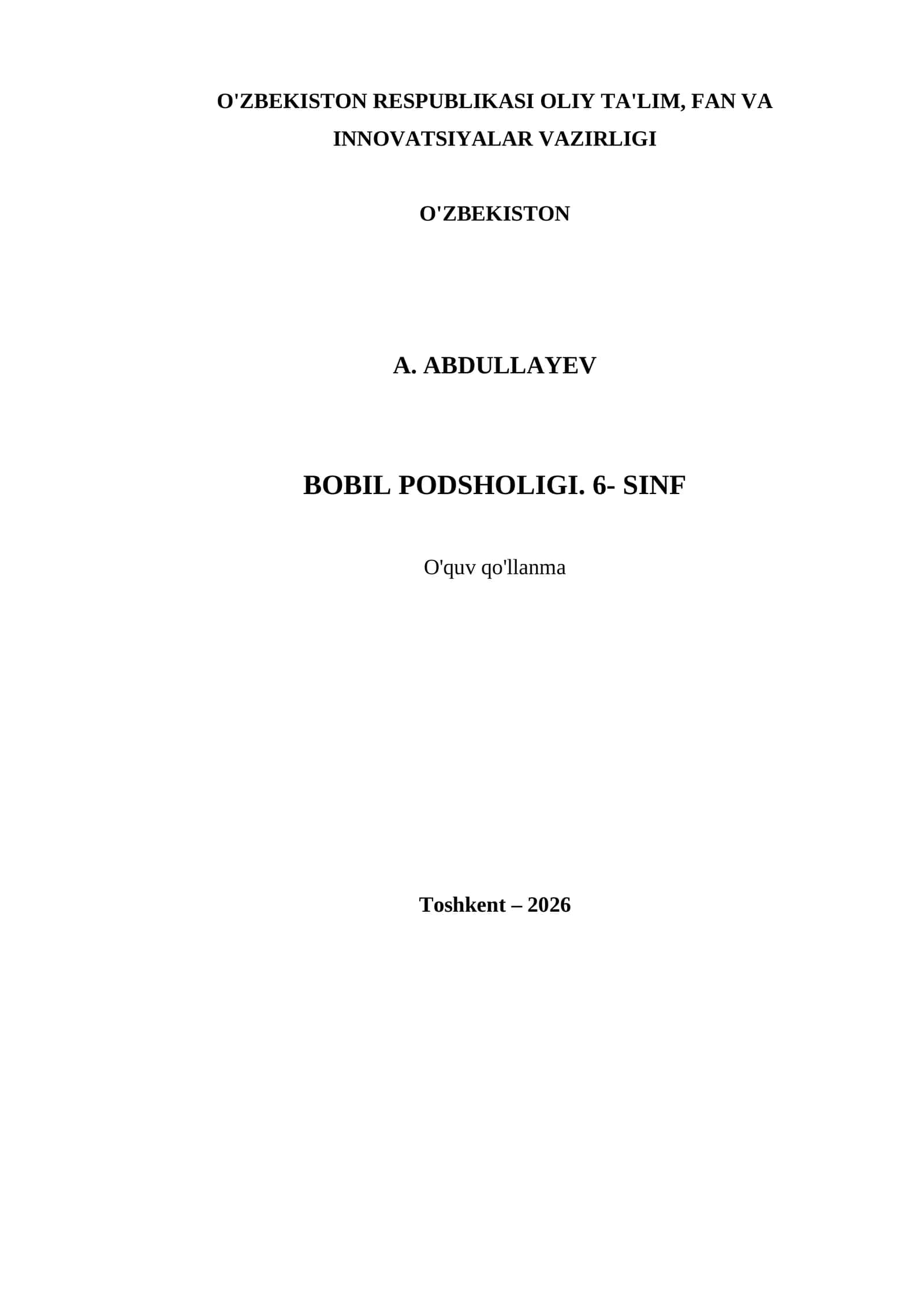BOBIL PODSHOLIGI. 6- SINF 1