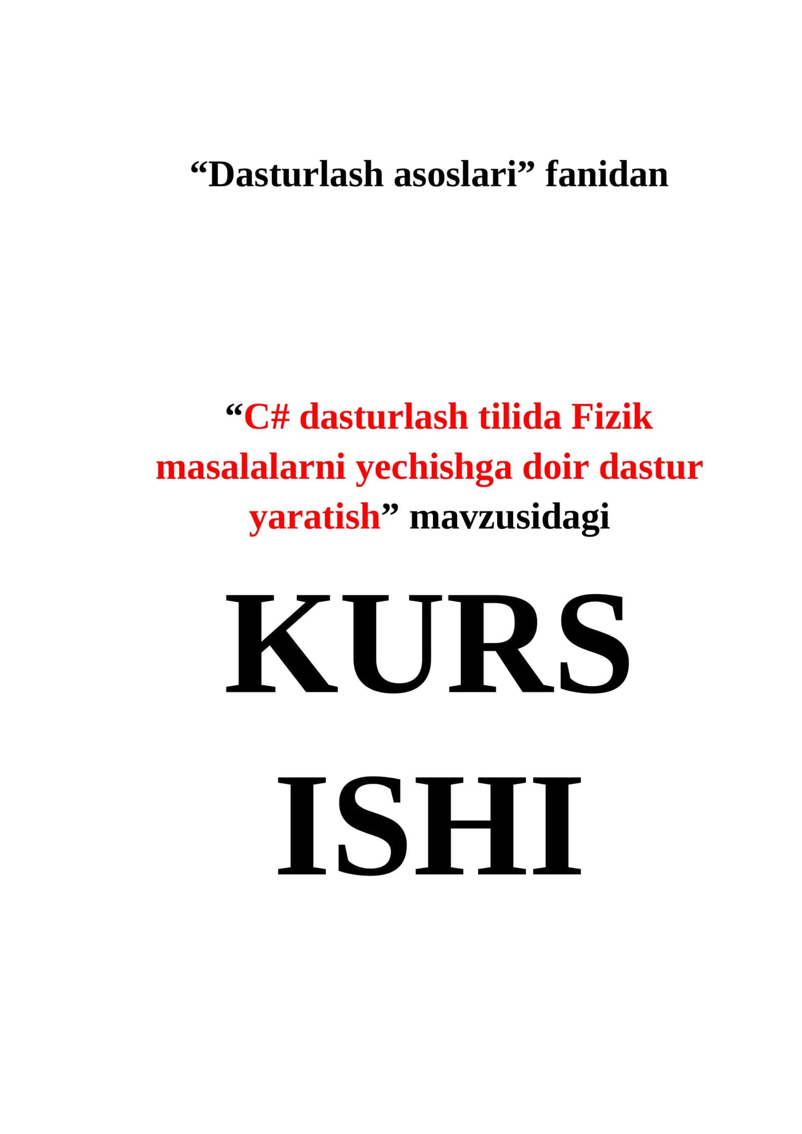 C# dasturlash tilida Fizik masalalarni yechishga doir dastur yaratish 1