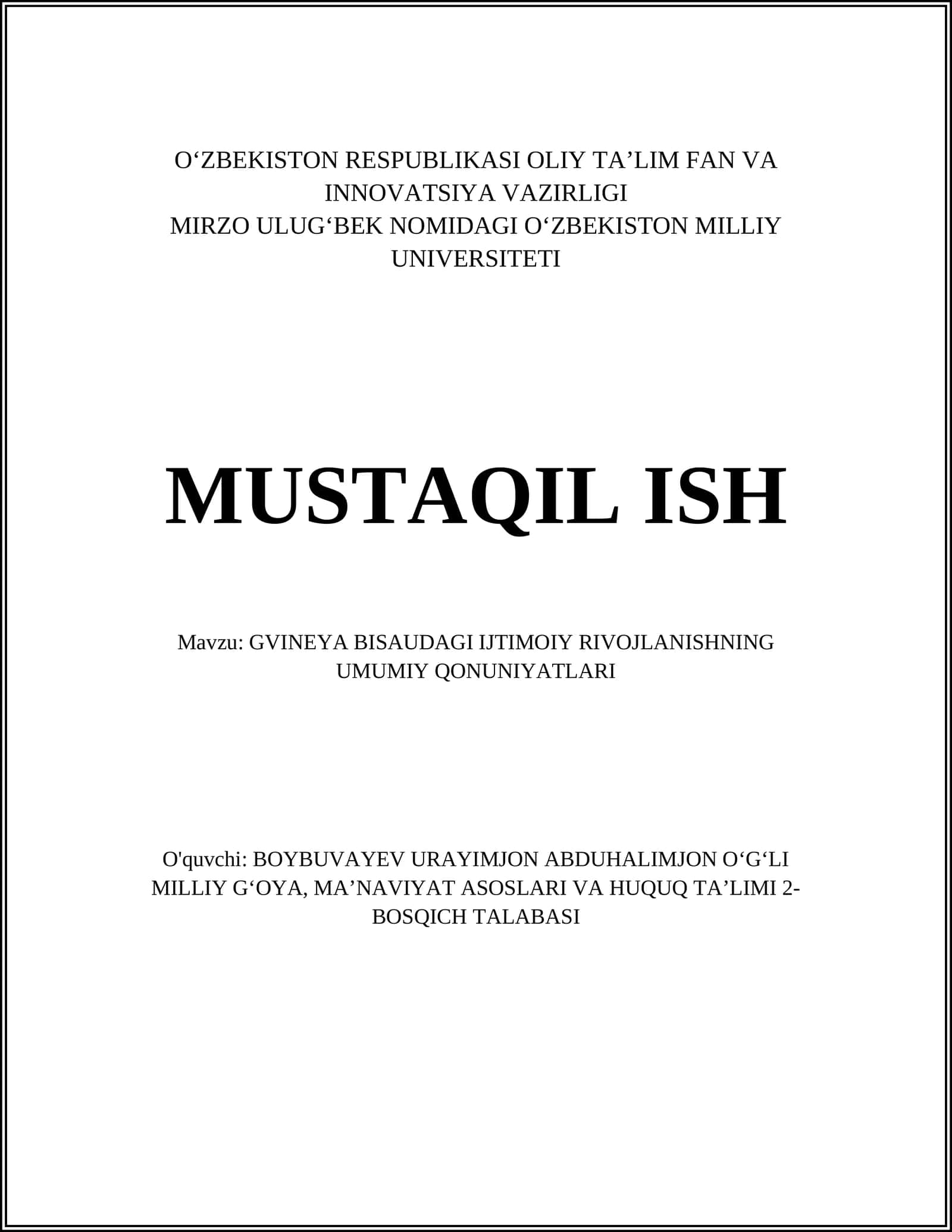 GVINEYA BISAUDAGI IJTIMOIY RIVOJLANISHNING UMUMIY QONUNIYATLARI 1