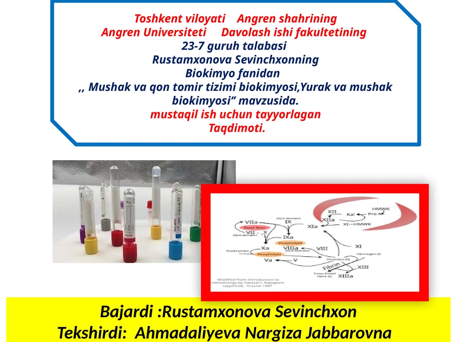 Mushak, qontomirtizimi va yurak biokimyosi 1