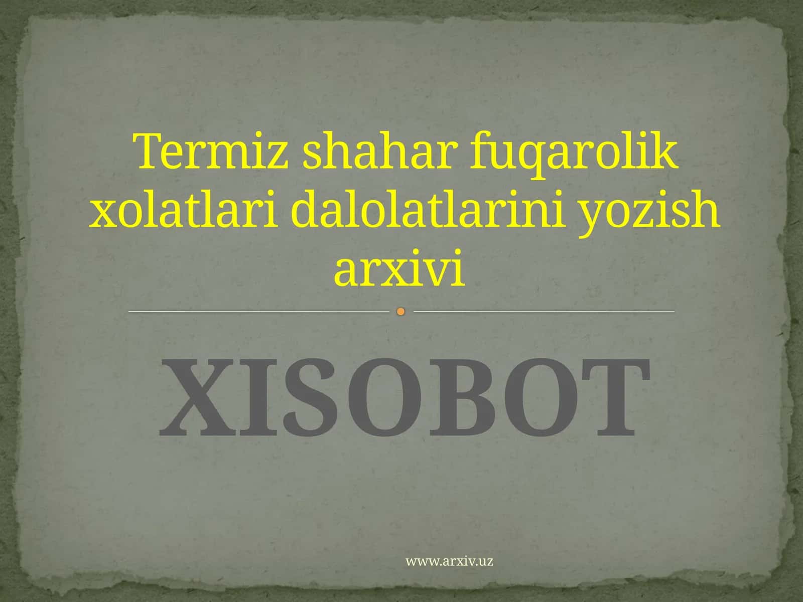 Termiz shahar fuqarolik xolatlari dalolatlarini yozish arxivi 1