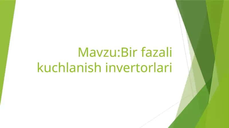 Birfazalik uchlanish invertorlari 1