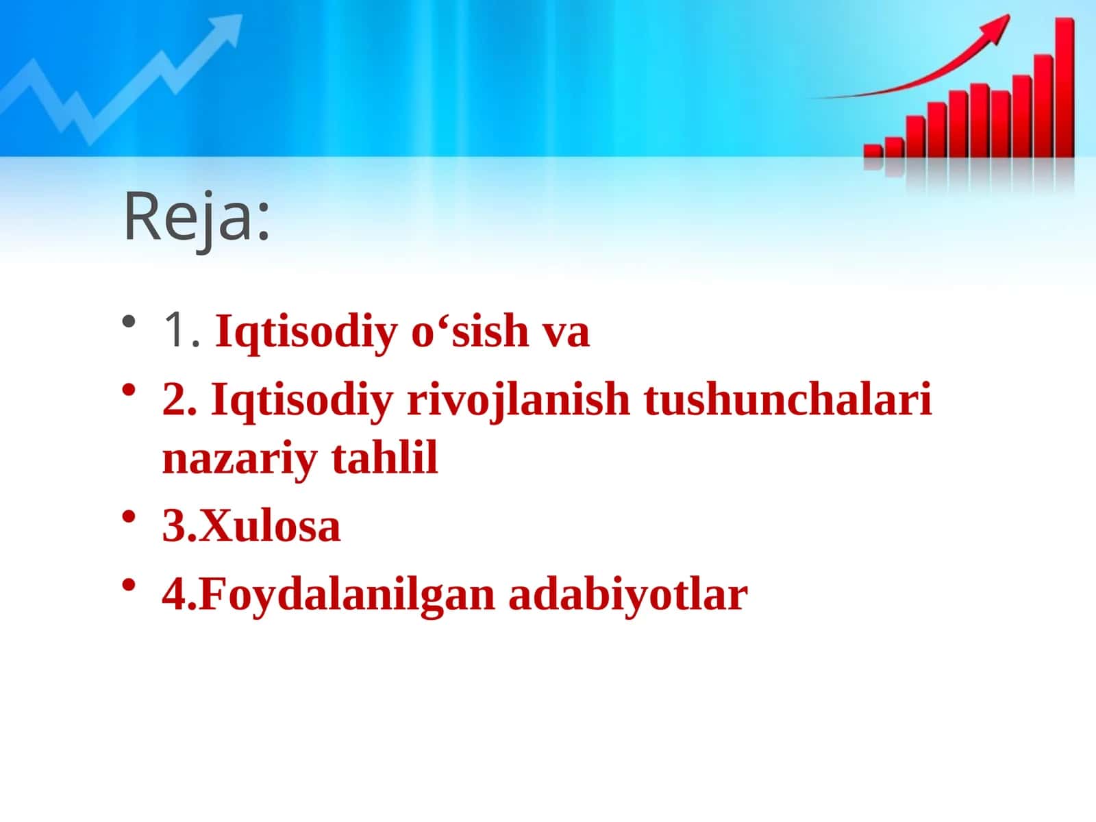 Iqtisodiy o‘sish va iqtisodiy rivojlanish tushunchalari nazariy tahlil 1