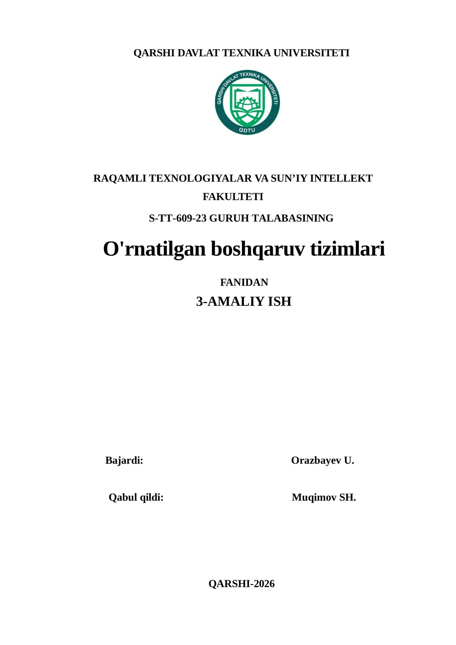 O'rnatilgan boshqaruv tizimlari 1