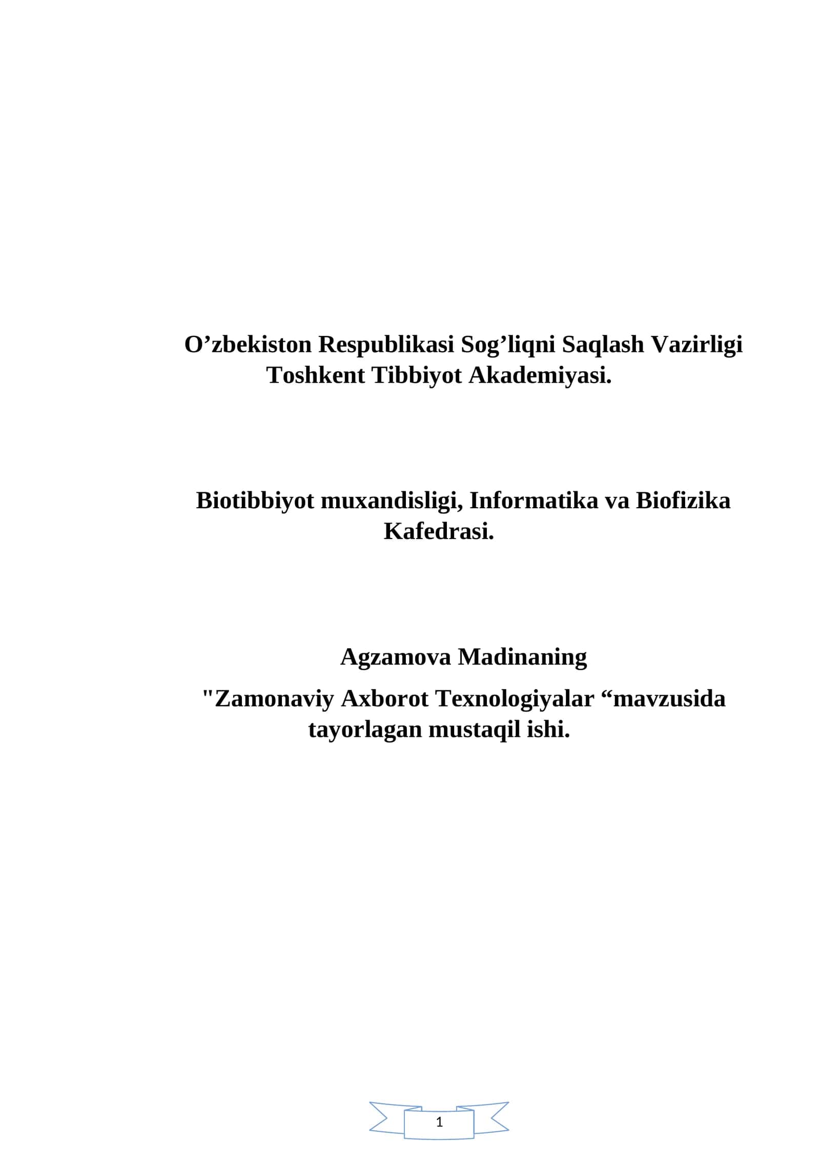 "Zamonaviy Axborot Texnologiyalar" 1