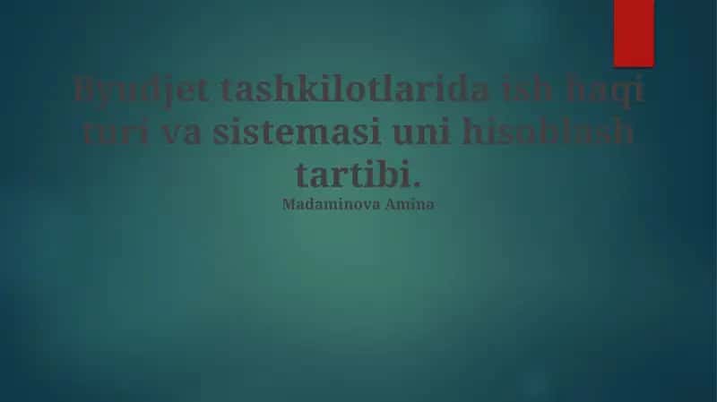 Byudjet tashkilotlarida ish haqi turi va sistemasi uni hisoblash tartibi 1