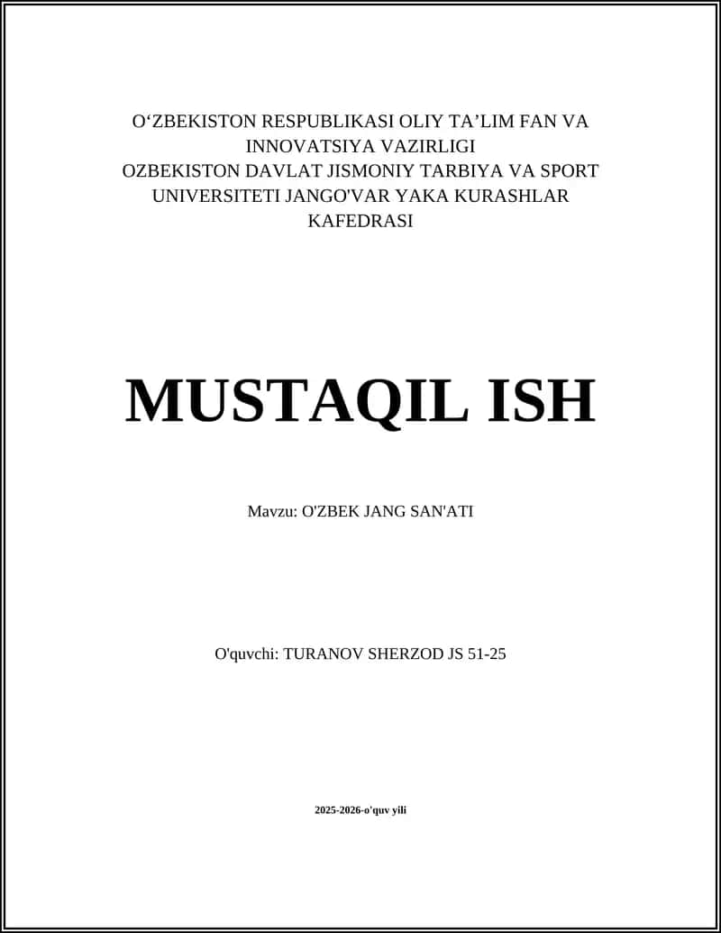 O'zbek jang san'ati 1