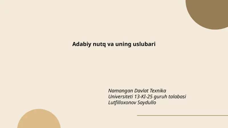 Adabiy nutq va uning uslubari 1