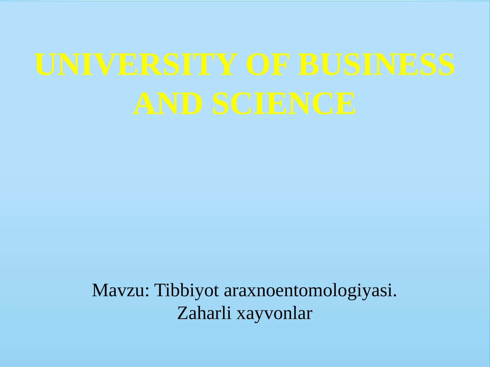 Tibbiyot araxnoentomologiyasi. Zaharli xayvonlar 1