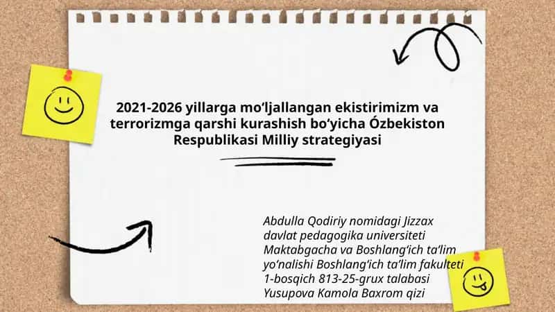 2021-2026 yillarga moʻljallangan ekistirimizm va terrorizmga qarshi kurashish boʻyicha Ózbekiston Respublikasi Milliy strategiyasi 1
