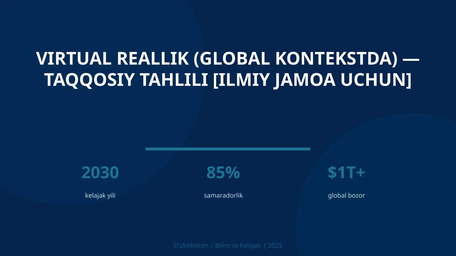 Virtual reallik (global kontekstda) — taqqosiy tahlili [ilmiy jamoa uchun] 1