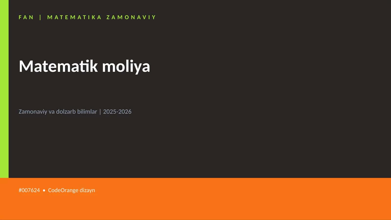Matematik moliya 1