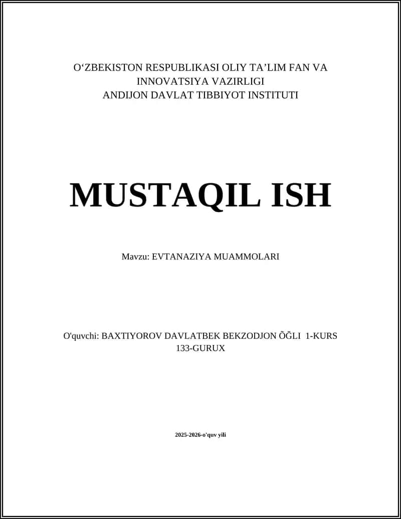 EVTANAZIYA MUAMMOLARI 1
