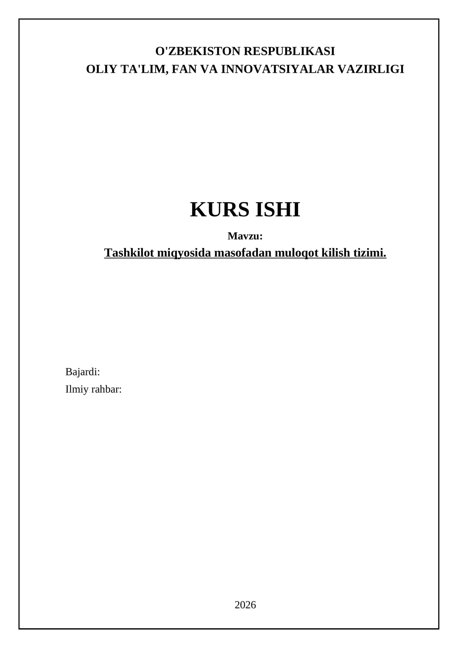 Tashkilot miqyosida masofadan muloqot kilish tizimi 1