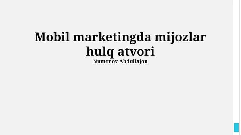 Mobil Marketingda Mijozlar Hulq-atvori 1