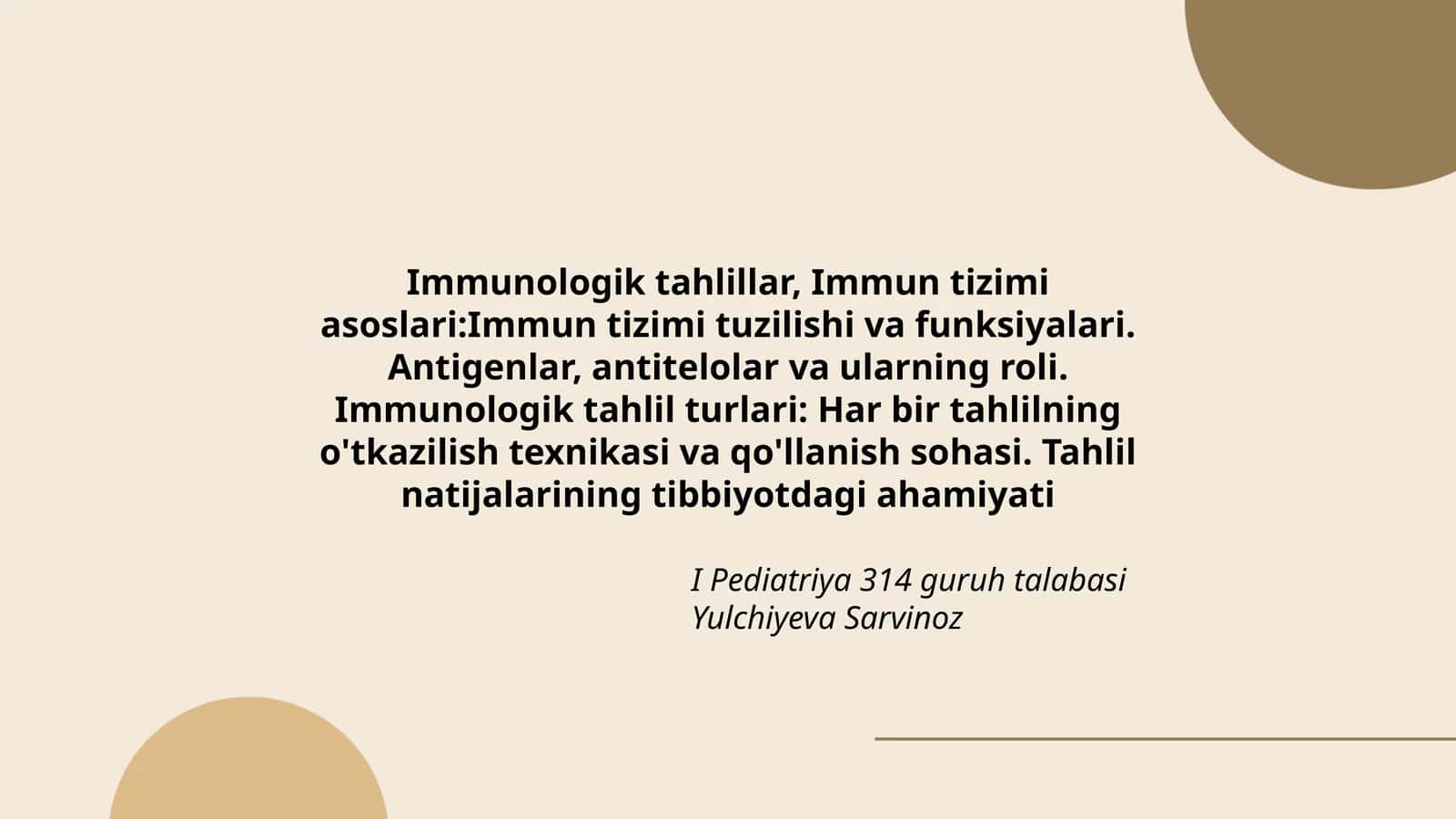 Immunologik tahlillar va tizimi asoslari 1