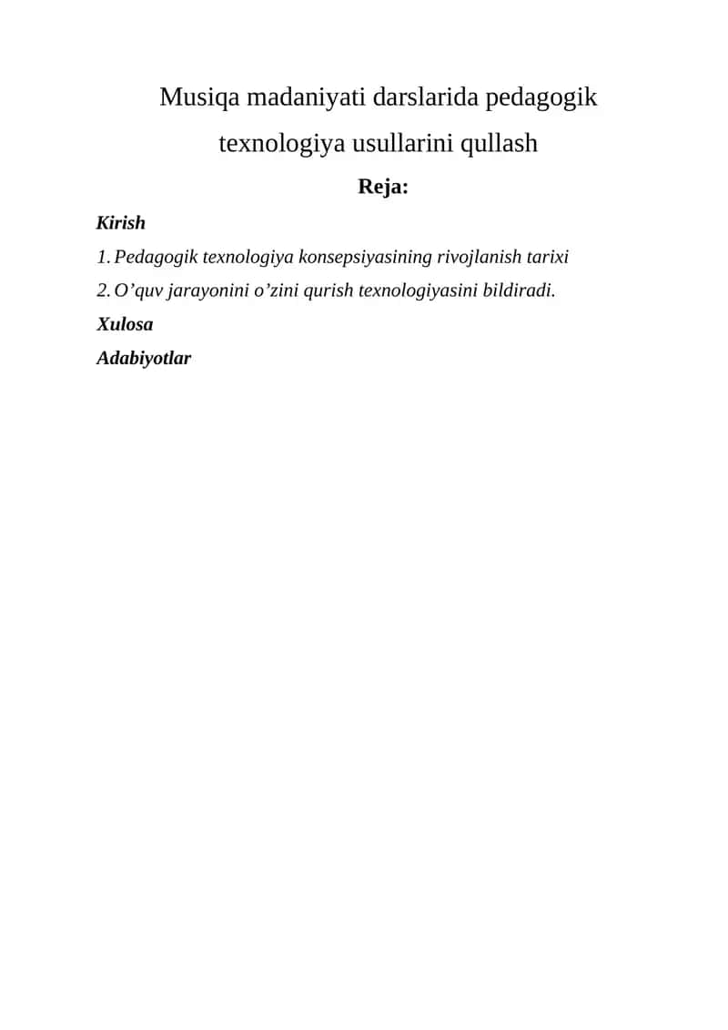 Musiqa madaniyati darslarida pedagogik texnologiya usullarini qullash 1