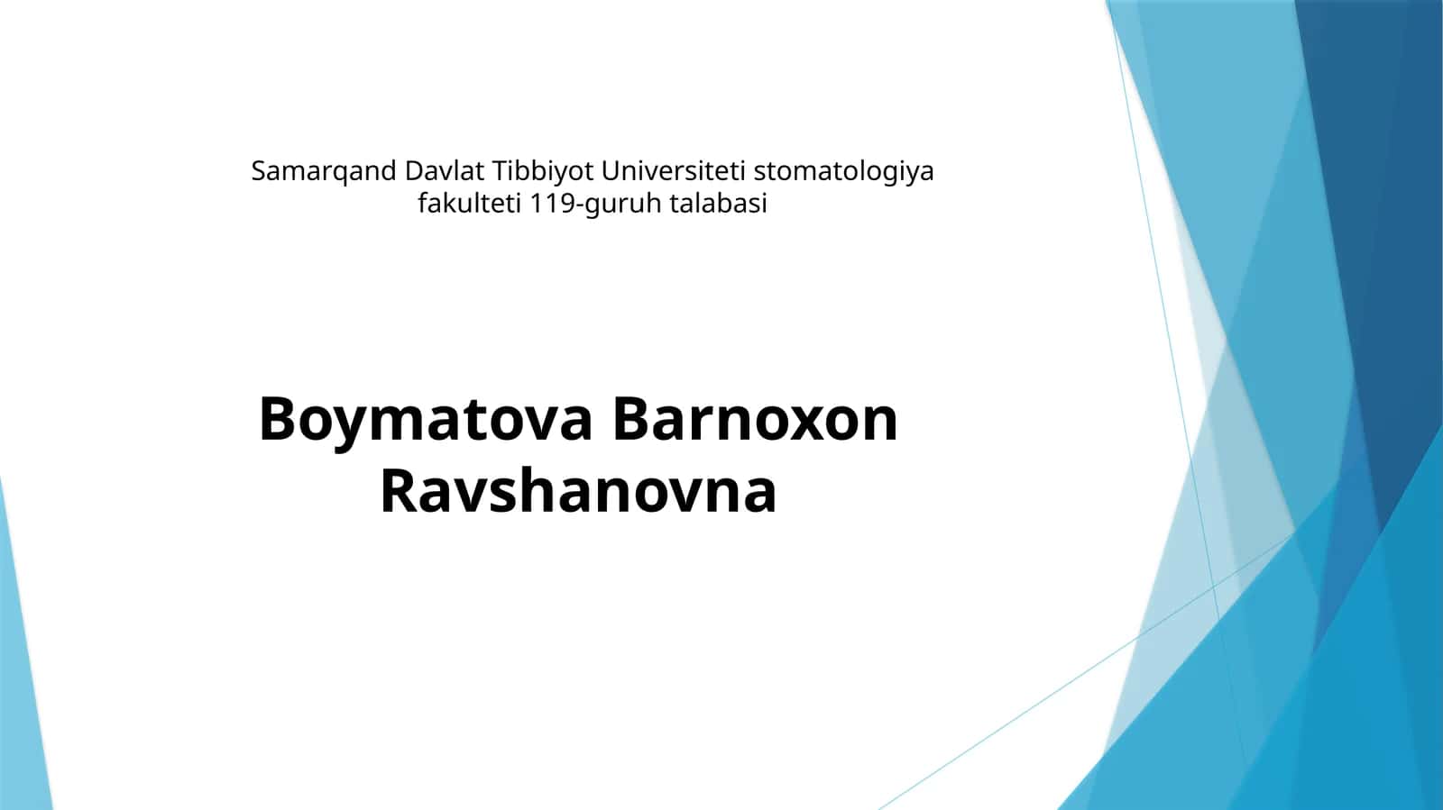 Samarqand Davlat Tibbiyot Universiteti Stomatologiya Fakulteti 1