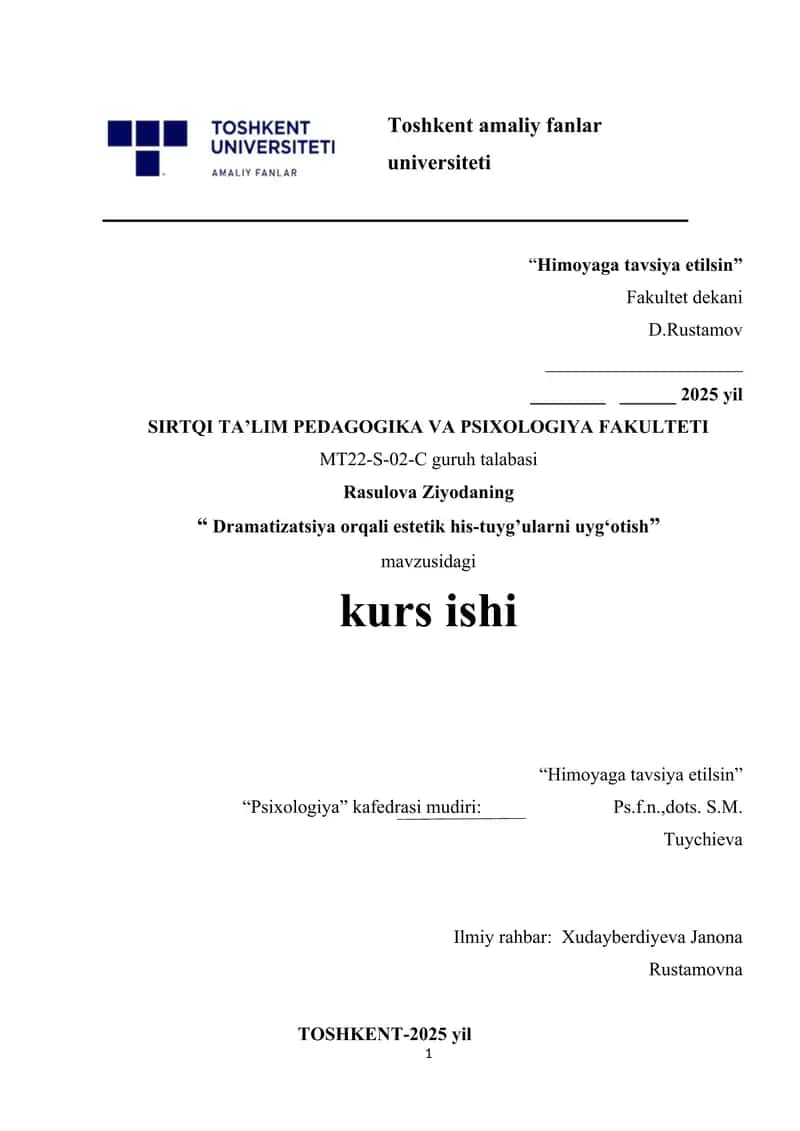 Dramatizatsiya orqali estetik his-tuyg’ularni uyg‘otish 1