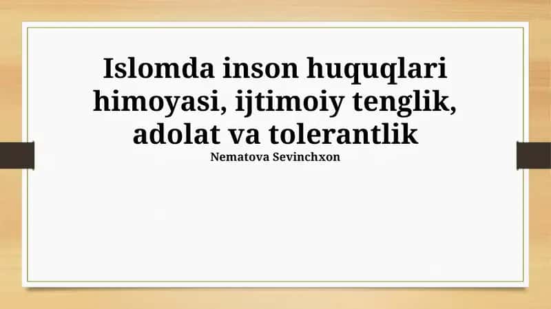 Islomda inson huquqlari himoyasi 1