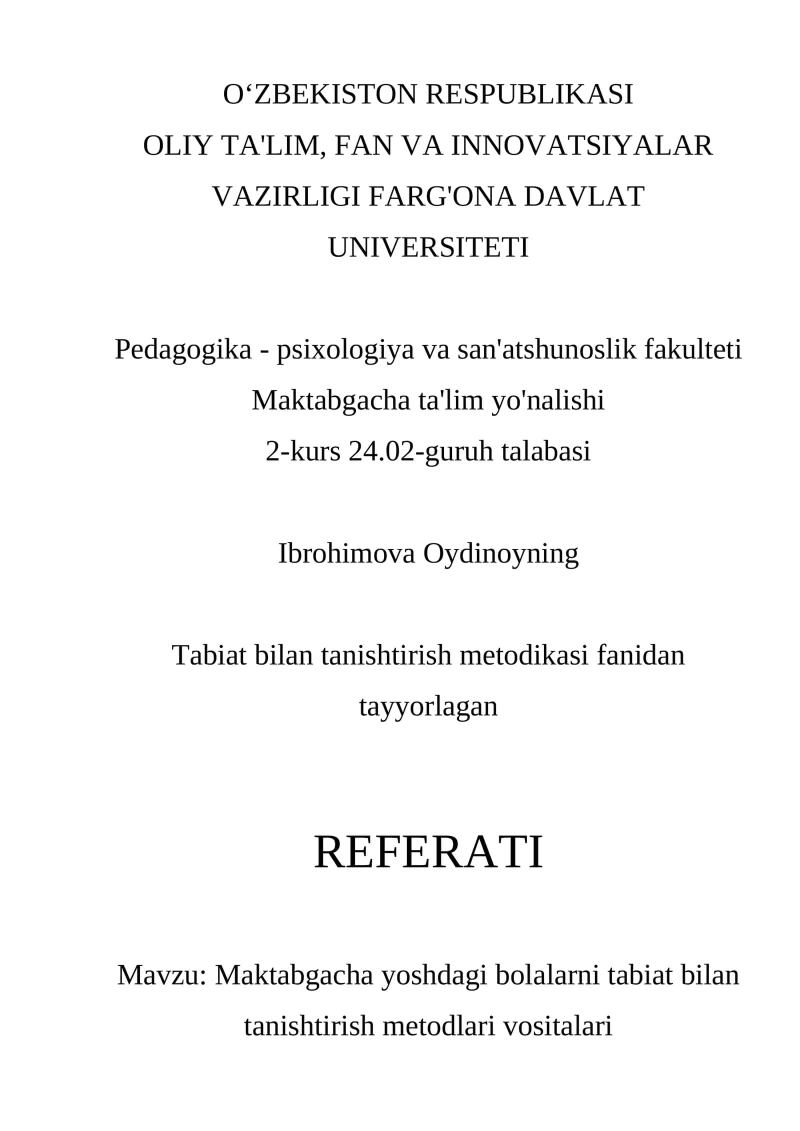 Tabiat bilan tanishtirish metodikasi 1