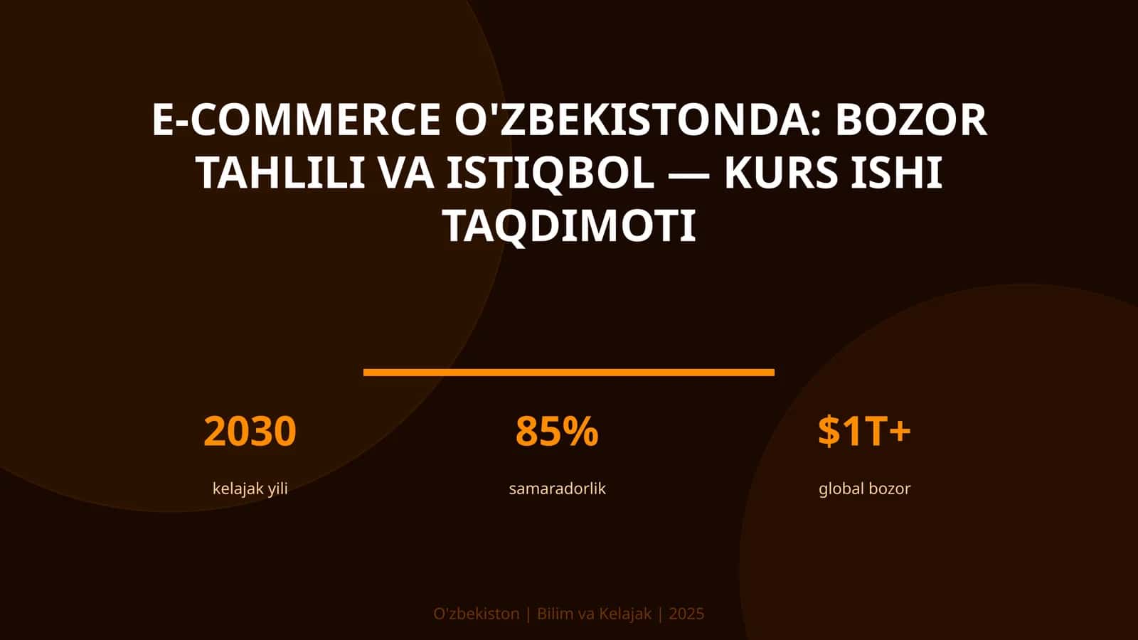 E-commerce O'zbekistonda: bozor tahlili va istiqbol — kurs ishi taqdimoti 1