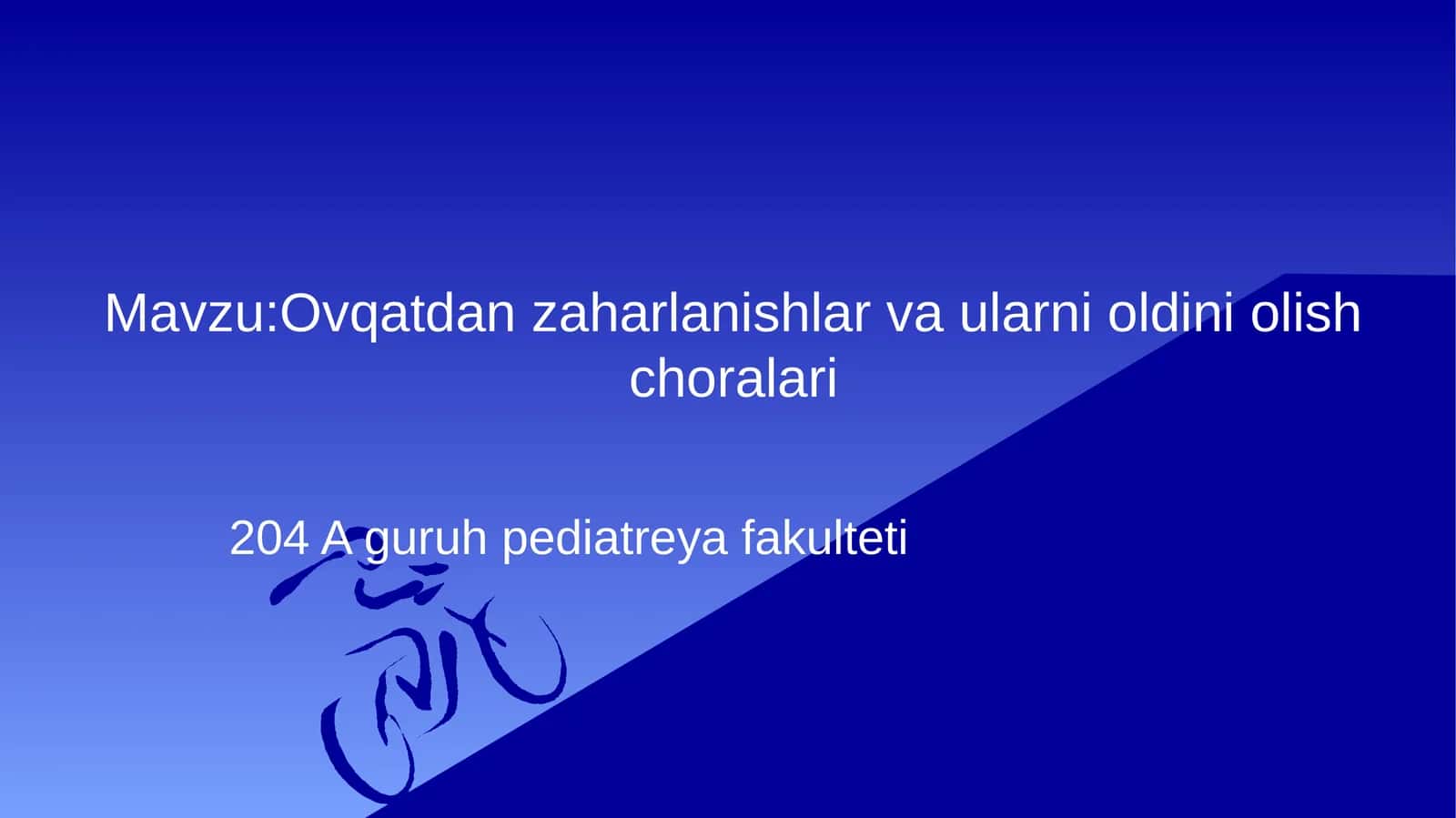 Ovqatdan zaharlanishlar va ularni oldini olish choralari 1