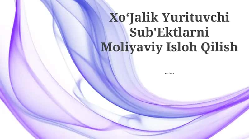 XoʻJalik Yurituvchi Sub'Ektlarni Moliyaviy Isloh Qilish 1