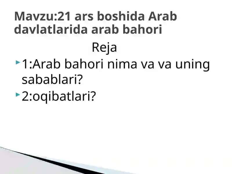 21-Asr boshlarida Arab davlatlarida siyosiy vaziyat 1