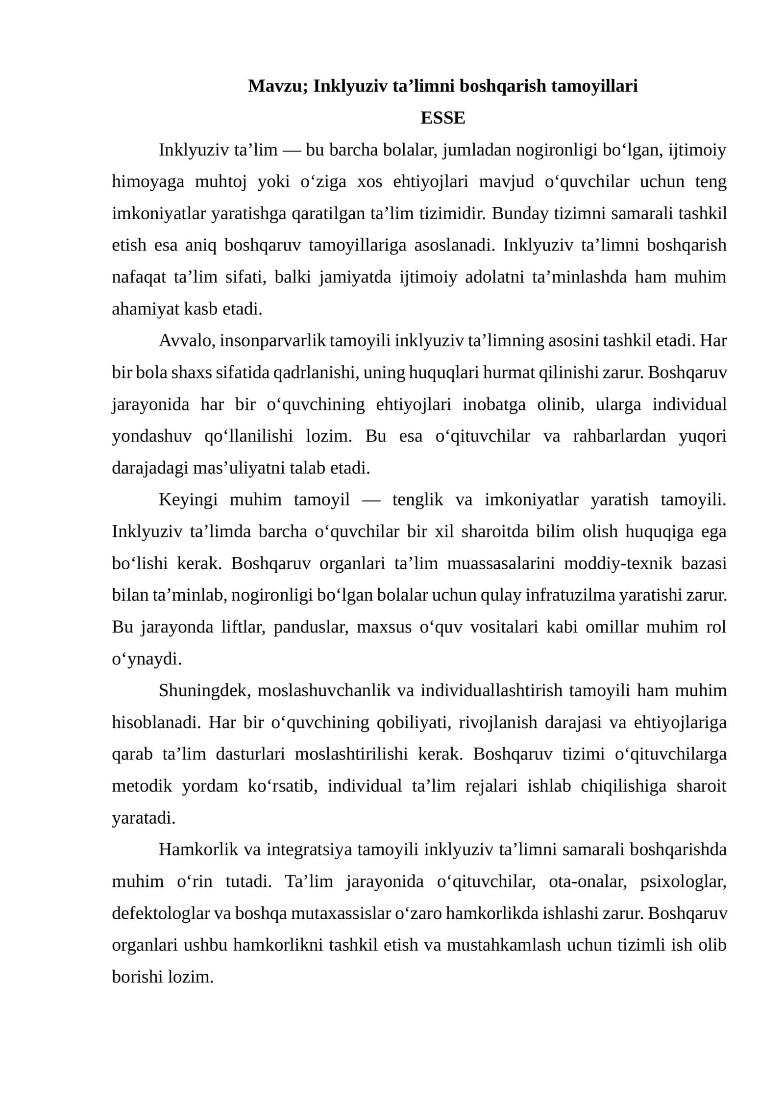 Inklyuziv ta’limni boshqarish tamoyillari 1