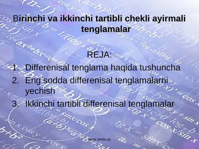 Differensial tenglamalar 1