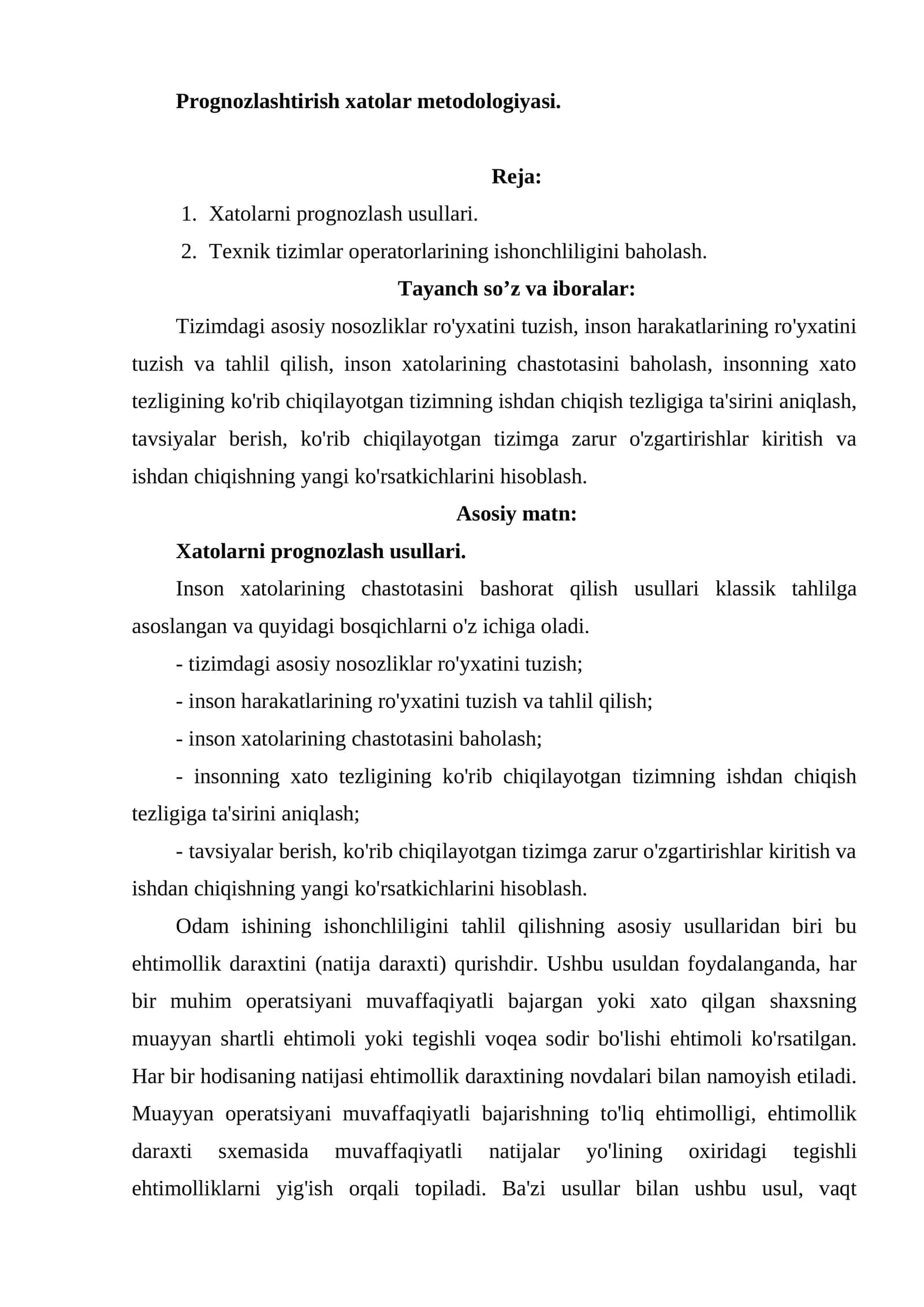 Prognozlashtirish xatolar metodologiyasi 1