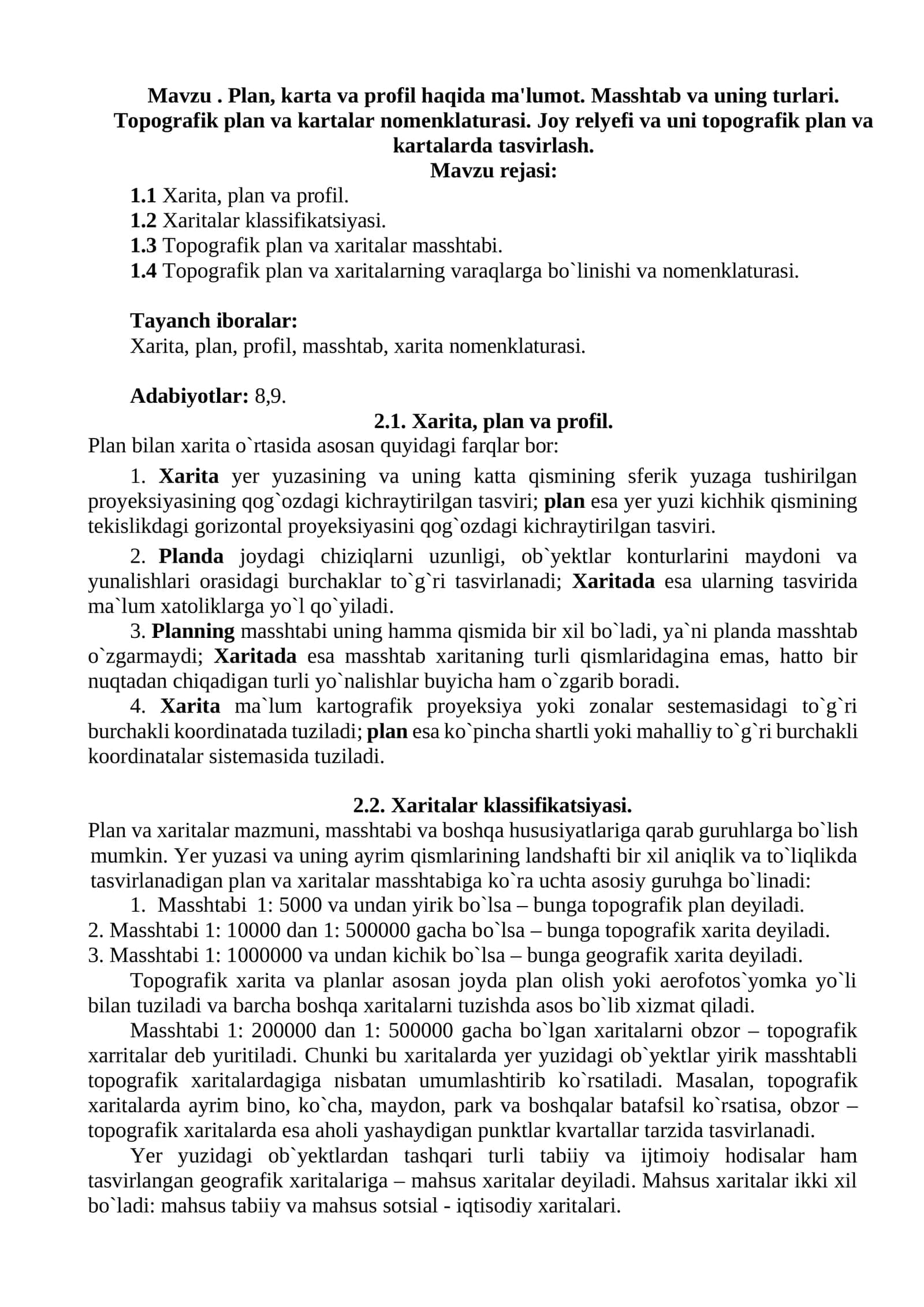 Plan va Profil 1