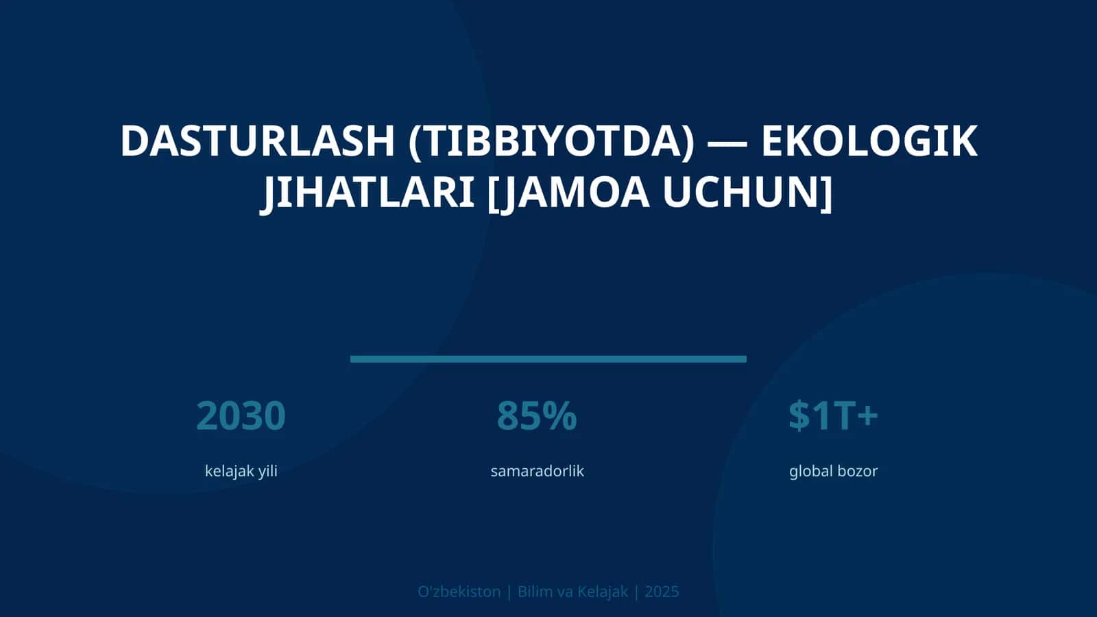 Dasturlash (tibbiyotda) — ekologik jihatlari [jamoa uchun] 1