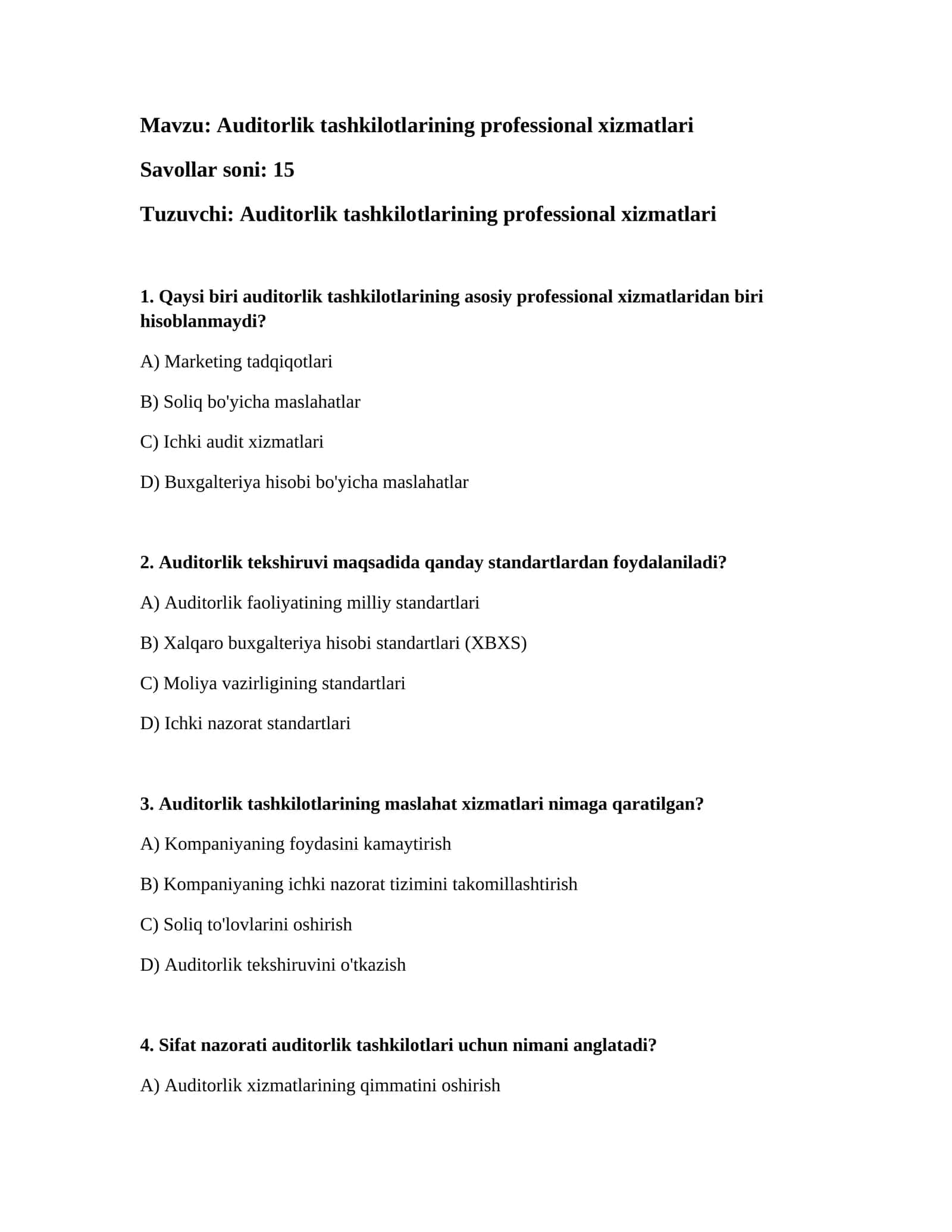 Auditorlik tashkilotlarining professional xizmatlari 1