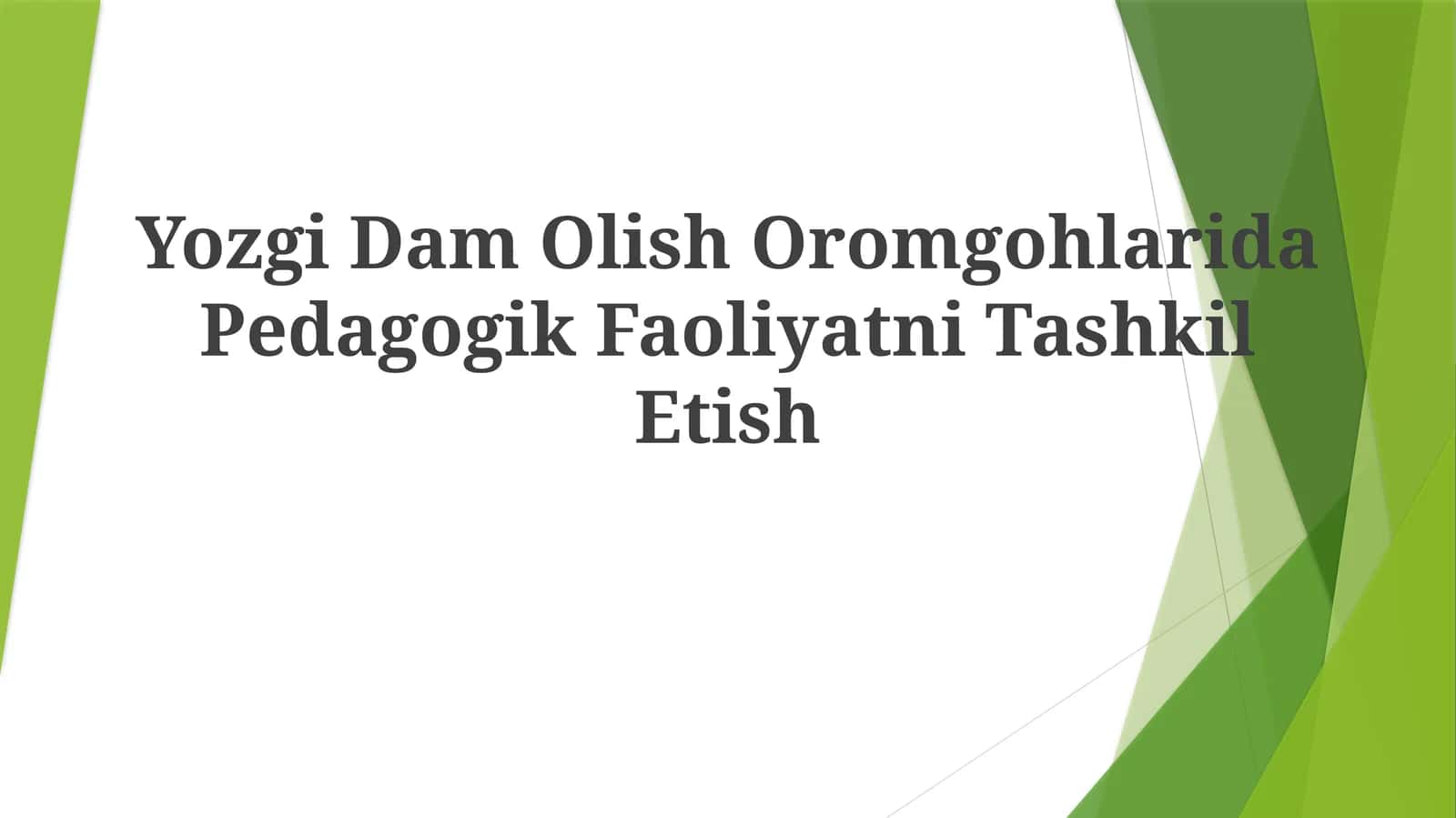 To'g'on qurilishi loyihalariga Pedagogik FaoliyatniTashkilEtish 1