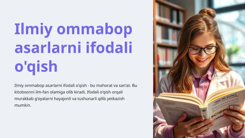 Ilmiy ommabop asarlarni ifodali o'qish 1