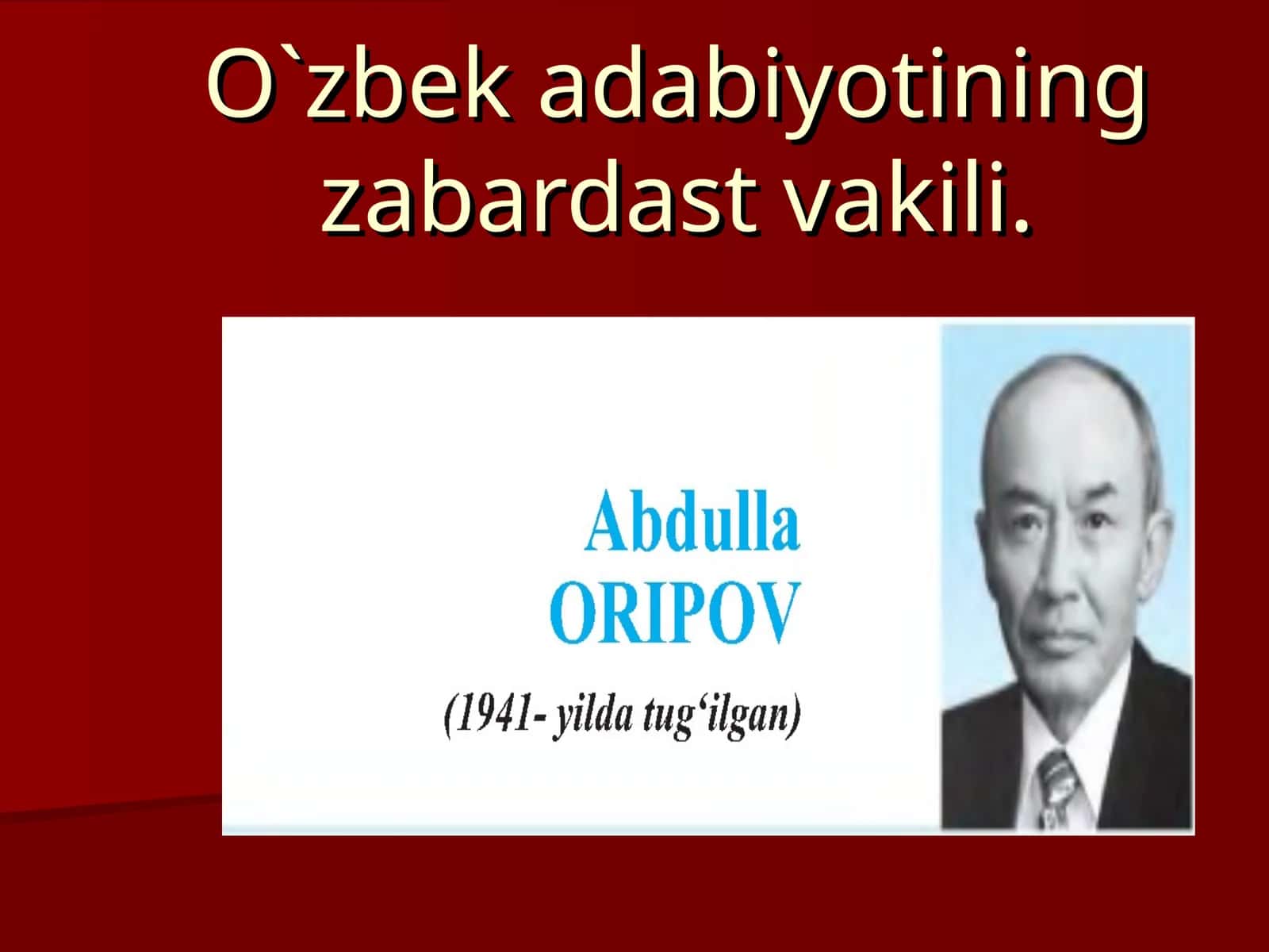 O`zbek adabiyotining zabardast vakili 1