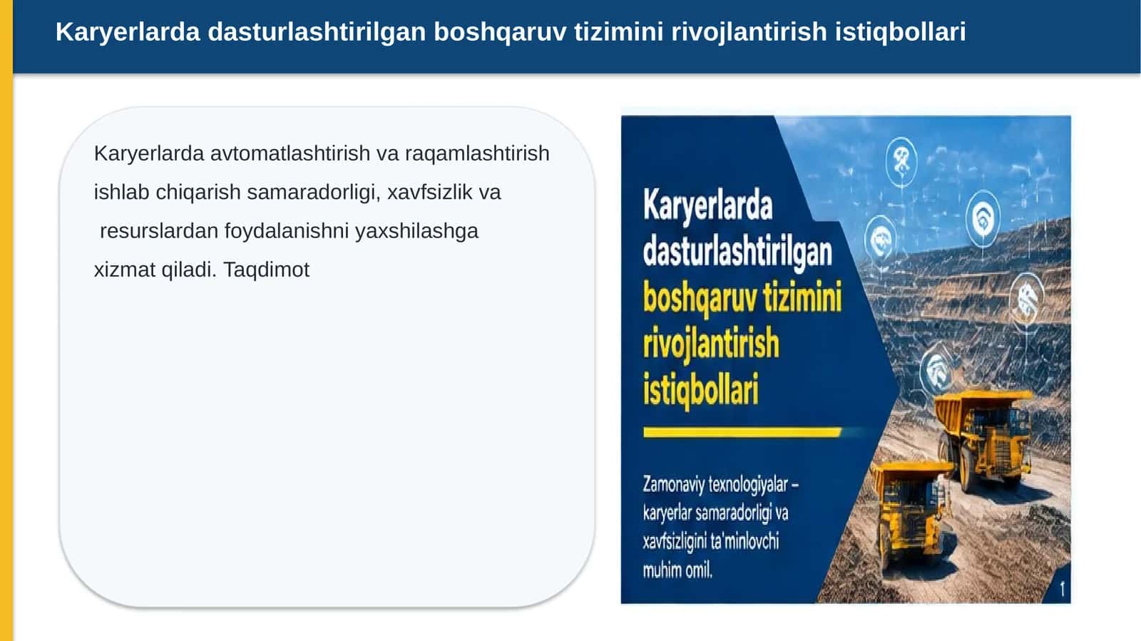 Karyerlarda dasturlashtirilgan boshqaruv tizimi 1