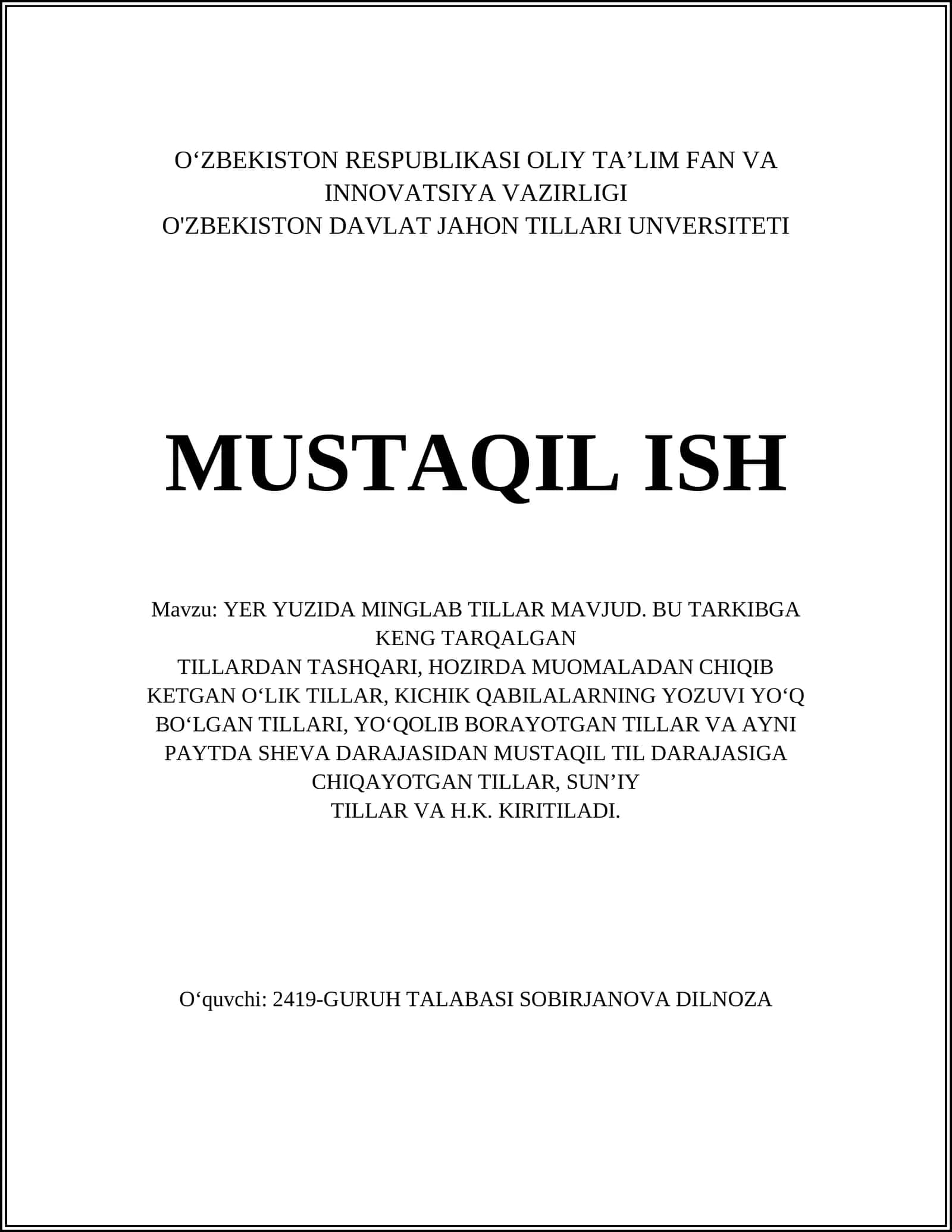 Yer yuzida minglab tillar mavjud 1