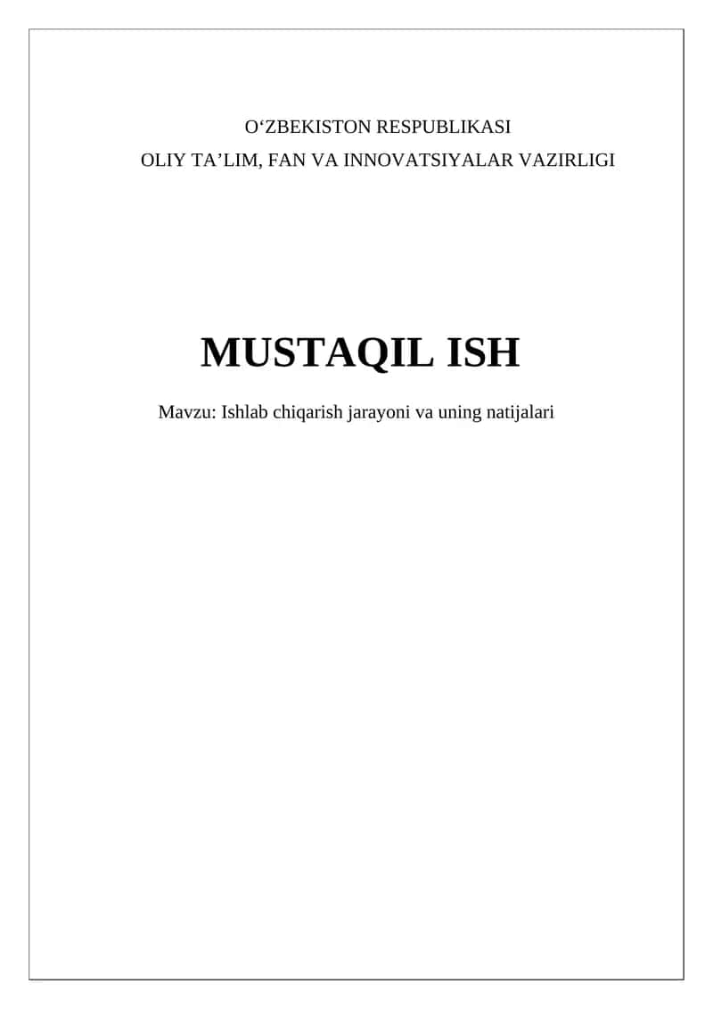 Ishlab chiqarish jarayoni va uning natijalari 1