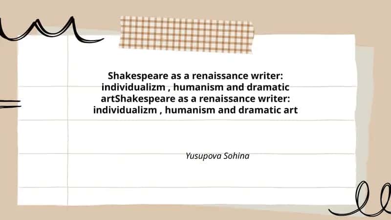 Shakespeare as a renaissance writer 1