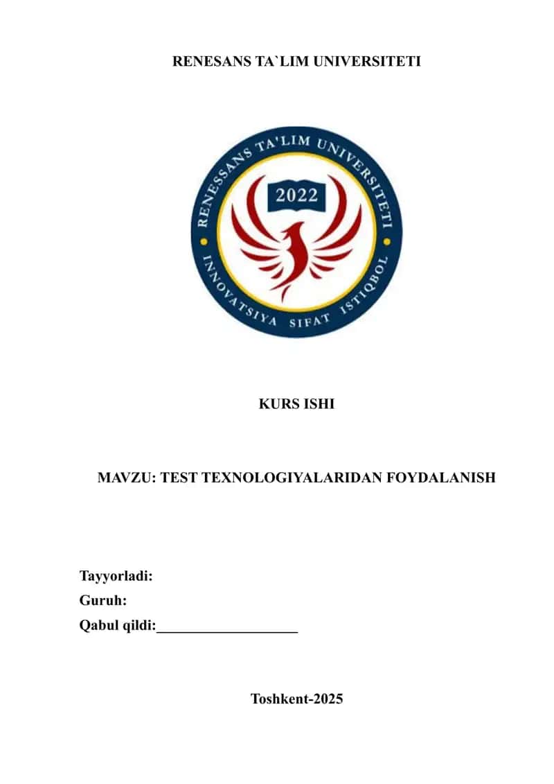 TEST TEXNOLOGIYALARIDAN FOYDALANISH 1