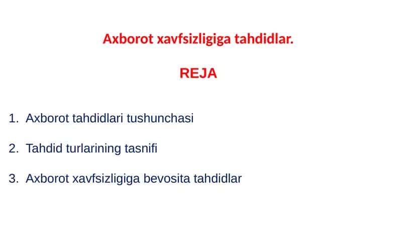 Axborot tahdidlari tushunchasi 1
