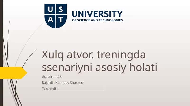 Xulqatvor.treningdassenariyasi 1