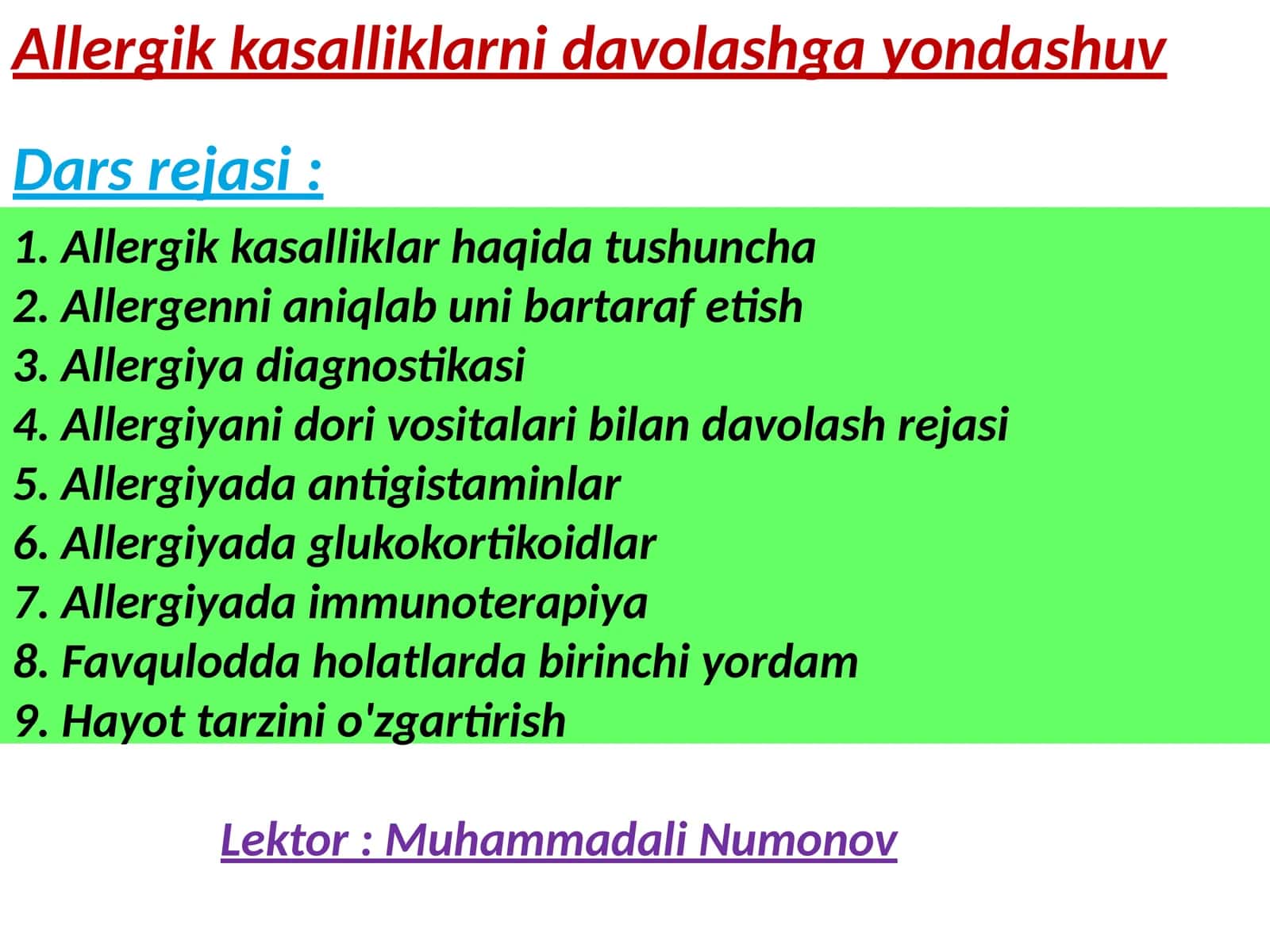 Allergik kasalliklarni davolash 1