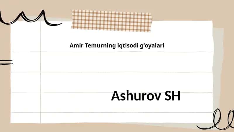 Amir Temur Iqtisodiy g'oya 1