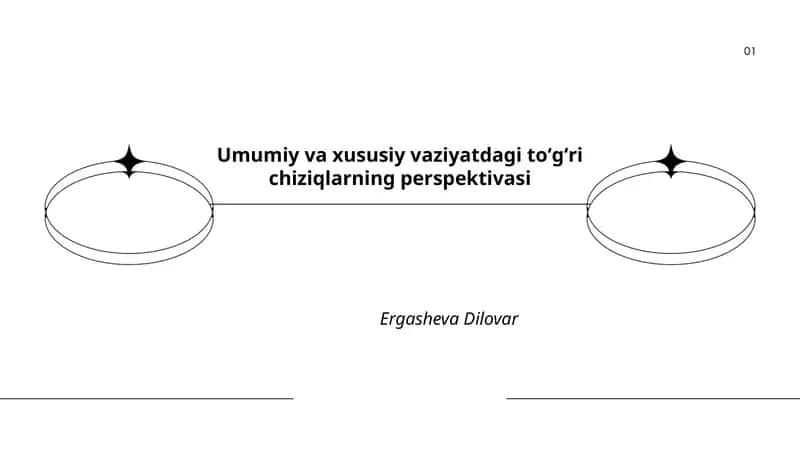 Umumiy va xususiy vaziyatdagi toʻgʻri chiziqlarning perspektivasi 1