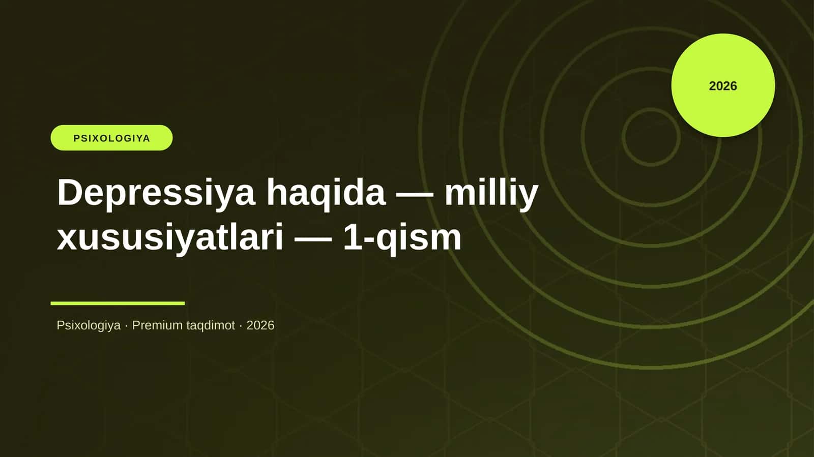 Depressiya haqida — milliy xususiyatlari — 1-qism 1