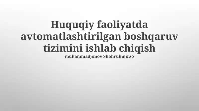 Avtomatlashtirilgan boshqaruv tizimi 1